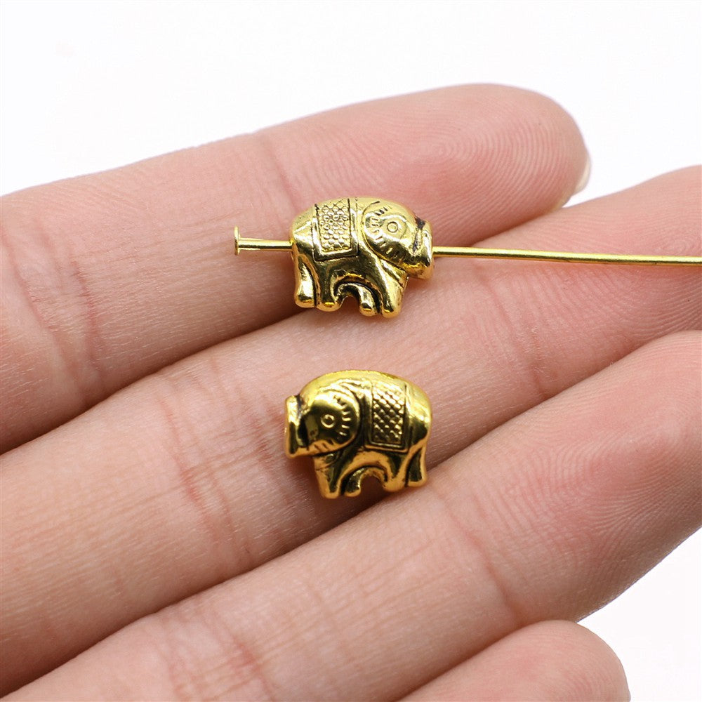 11x10mm 1.6g Antique Gold Zinc Alloy Elephant Loose Metal Beads for DIY Bracelet Jewelry Making