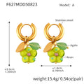Resin Flower and Strawberry Drop Hoop Earrings with Agate Accents view 6