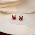 Red Enamel Cartoon Dragon Stud Earrings Rhinestone Border view 4