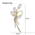 Gold Tone Floral Bouquet Pearl Look Metal Brooch Pin view 2
