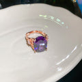 Rose Gold Oval Crystal Open Cuff Rings Five Stone Colors view 3