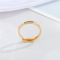 Gold Tone Love Engraved Adjustable Open Ring with Small Crystal view 1
