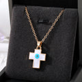 Gold Tone Cross Evil Eye Pendant Necklaces in Four Colors view 4