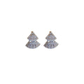 Silver Tone Crystal Double Fan Stud Earrings Decorative Jewelry view 5