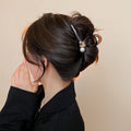 Brown Translucent Pearl Crystal Bow Hair Claw Clip view 3