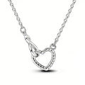 Silver Twisted Open Heart Infinity Link Pendant Necklace view 1