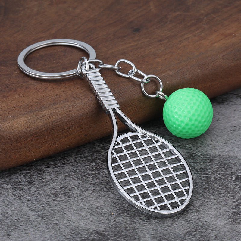 Mini Tennis Racket Metal Keychain, Sports Souvenir Pendant