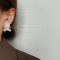 Flocked Cream Teddy Bear Pink Belly Stud Earrings Pair view 2