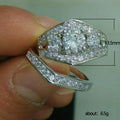 Silver Tone Round Crystal Layered Ring Set Statement Jewelry view 5