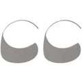 Silver Tone Wide Crescent Wire Hook Earrings With Metal Details view 5