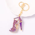 Rhinestone High Heel Shoe Keychain Gold Tone Metal Charm view 8