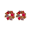 Multicolor Square Crystal Cluster Statement Stud Earrings view 5