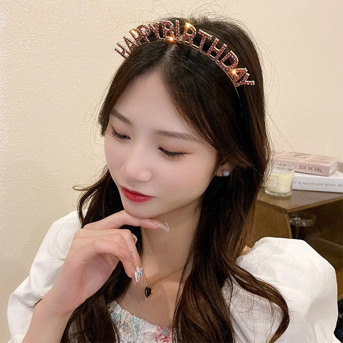 Gold Happy Birthday Rhinestone Letter Party Headband