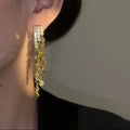 Long Sequin Tassel Earrings in Gold and Silver Tone view 4