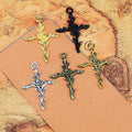 Rose Vine Cross Metal Pendant Charm For Jewelry Making view 1