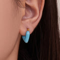Enamel Heart Hoop Earrings in Blue Pink and Purple view 4