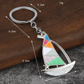 Sailboat Metal Keychain With Split Ring, Black Or Multicolor Sail view 2
