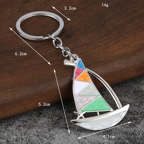 Colorful Sailboat Zinc Alloy Beach Souvenir Keychain Gift