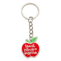 Red Apple Teach Love Inspire Soft Charm Keychain Ring view 5