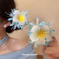 Fabric Plumeria Flower Duckbill Hair Clips Seven Colors view 3