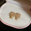 Crystal Flower Basket Stud Earrings Fashion Jewelry Accessory view 7