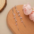 Eleven Color Leaf Vine Extra Long Threader Dangle Earrings view 7