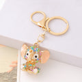 Rhinestone Baby Elephant Keychain Gold Tone Clasp Ring view 3