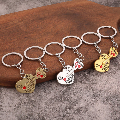 Cupid Heart Arrow Zinc Alloy Couple Keychain Valentine's Gift