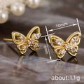 Butterfly Crystal Stud Earrings Gold Silver Two Tones view 4