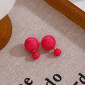 Six Color Glossy Double Ball Front Back Stud Earrings view 8