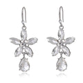 Silver Tone Crystal Flower Drop Openwork Crystal Five Designs Metal Dangle Earrings view 1
