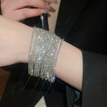 Silver Rhinestone Bracelets Multi Row Geometric Hollow Styles view 10
