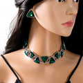 Geometric Triangle Necklace Earring Sets Four Crystal Colors view 8