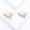 Triangle Zipper Brooch Gold Silver Baguette Crystal Accent Pin view 1