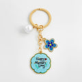 Gold Tone Enamel Flower Butterfly Charm Keychain With Mother's Day Pendant view 6