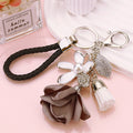 Fabric Rose, Flower, Leaf and Tassel Keychains in Four Colors view 7