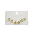 Champagne Cat Eye Stud Earring Set Square Triangle Round view 5