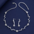 Black Silver Tone Lock Crystal Two Designs Metal Necklace and Earring Set view 3