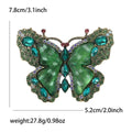 Large Rhinestone Butterfly Brooch Antique Gold Crystal Wings view 9