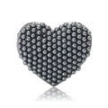 Textured Heart Brooch in Gold White and Black Jacket and Scarf Accessory view 5