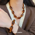 Amber Irregular Acrylic Bead Necklace And Bracelet view 3
