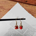 Red Rose Enamel Drop Earrings with Stainless Steel Ear Wires view 2