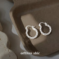 Silver Twisted Rope Hoop Earrings Hinged Latch Medium Circles view 3
