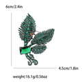 Crystal Leaf Branch Brooch Large Center Gem Green Magenta view 4