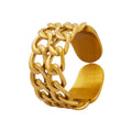 Double Curb Chain Open Band Rings Gold Or Steel Tone view 5