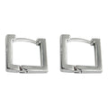 Silver Square Hollow Geometric Huggie Hoop Earrings view 5