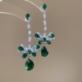 Green Square And Teardrop Crystal Earrings Or Matching Necklace view 6