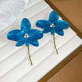 Enamel Orchid Flower Stud Earrings And Wire Chokers view 9
