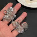 Layered Wire Petal Hoop Earrings In Silver And Gold view 4