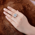 Oversized Oval Solitaire Filigree Wide Ring In Three Metal Tones view 4